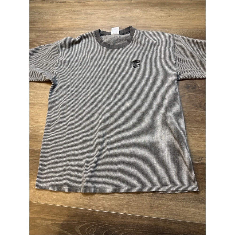 Vintage Cal Cru USA Porsche Gray Striped Single Stitch T-shirt Large